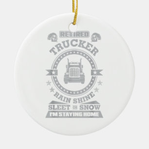 Retired Trucker shirts Funny Truck driver clothing Ceramic Ornament
