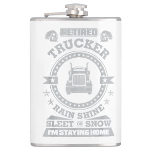 Retired Trucker shirts Funny Truck driver clothing Hip Flask