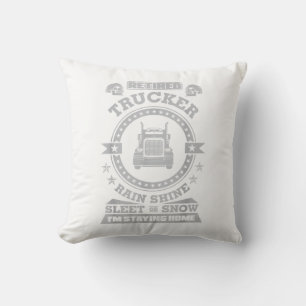 Retired Trucker shirts Funny Truck driver clothing Throw Pillow