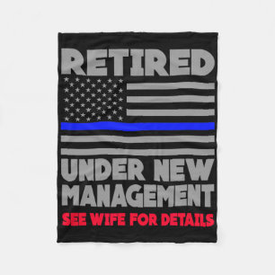 Retired Under New Management Retirement Thin Blue  Fleece Blanket