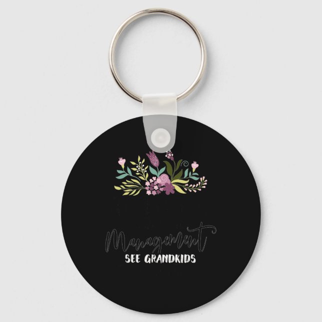 Retired Under New Management See Grandkids Funny R Keychain (Front)