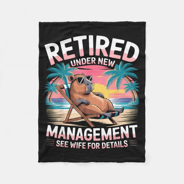 Retired Under New Management See Wife Funny Retire Fleece Blanket (Front)