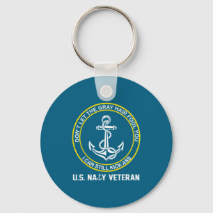Retired us sailor funny old man us naval veteran keychain