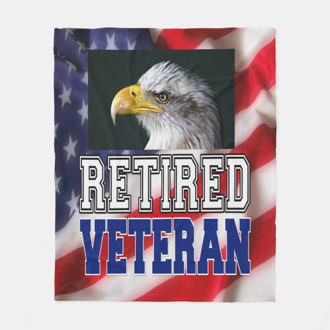 Retired Veteran Fleece Blanket (Front)