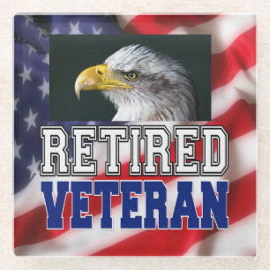 Retired Veteran Glass Coaster