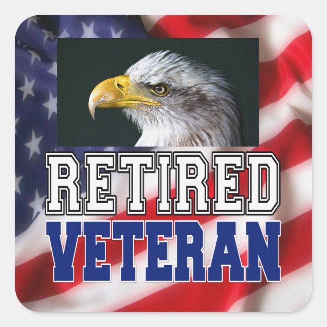 Retired Veteran Square Sticker (Front)