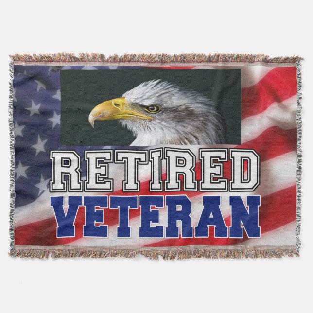 Retired Veteran Throw Blanket (Front)