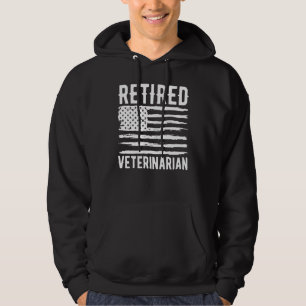 Retired Veterinarian Profession American Flag Hoodie