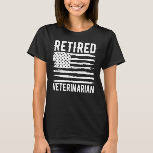 Retired Veterinarian Profession American Flag T-Shirt