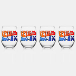 Retired Woo Hoo Vintage Groovy Text Stemless Wine Glass