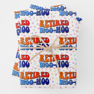 Retired Woo Hoo Vintage Retirement Wrapping Paper Sheet