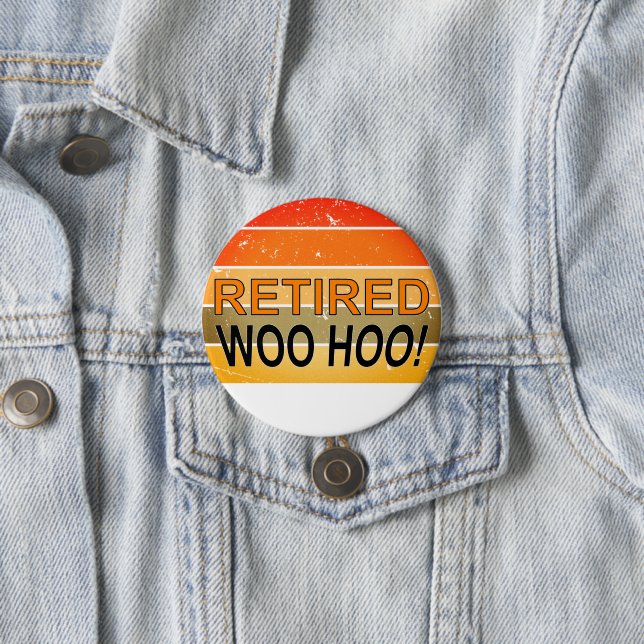 Retired Woo Hoo With Vintage Sunset Pinback Button (In Situ)