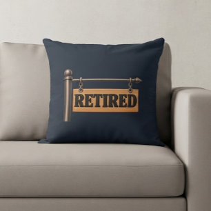 Retired Wooden Hanging Sign Throw Pillow
