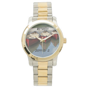 Retired! Wrist Watch 3 Red Canoes, Two Tone Strap