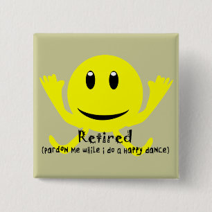 "Retired" YELLOW HAPPY DANCE 2 Inch Square Button