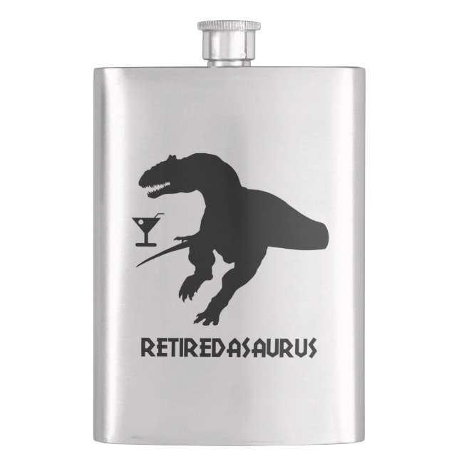 Retiredasaurus Hip Flask (Front)
