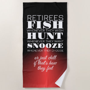 Retirees fish hunt and snooze beach towel