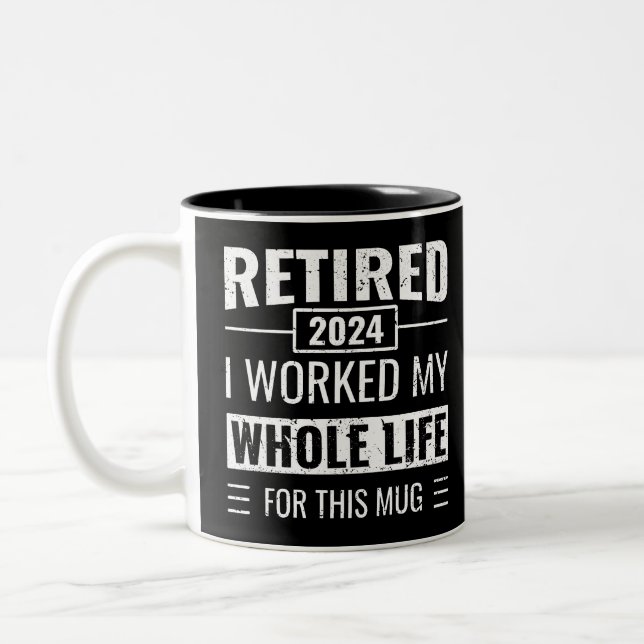 Retirement 2024 Funny Gifts Officially Retired Two-Tone Coffee Mug (Left)