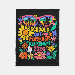 Retirement 2026 Retired Life Teacher Boho Flower Fleece Blanket
