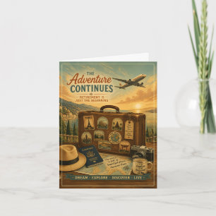 Retirement Adventure with Vintage Travel Suitcase Thank You Card