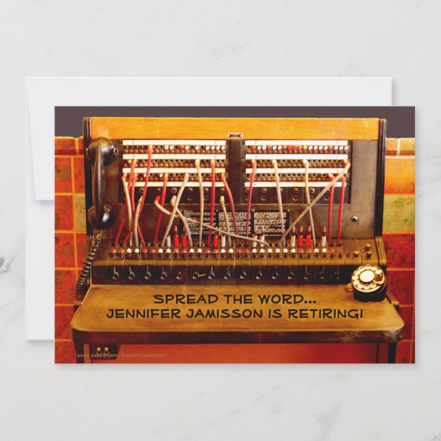 Retirement Announcement, Vintage Phone Switchboard Announcement (Front)