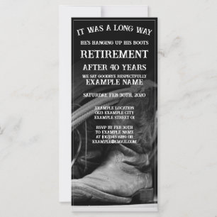 Retirement announcement with cowboy hat and boots