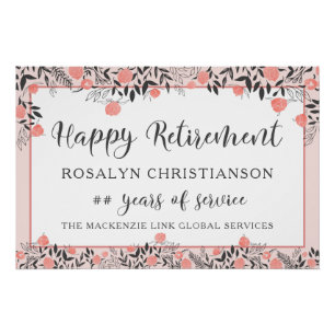 Retirement ANY Year Rose Gold Blush Pink Floral Poster