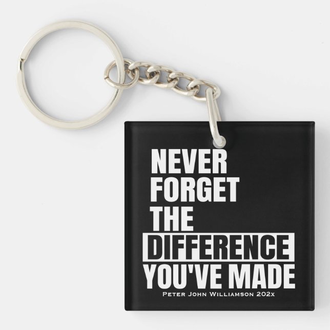Retirement Appreciation Thank You Never Forget Keychain (Front)