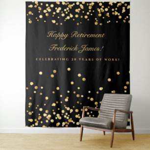 Retirement Backdrop, Photobooth Backdrop, Gold Tapestry