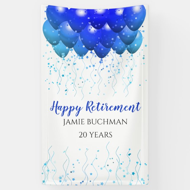 Retirement Balloons Star Confetti Banner (Vertical)