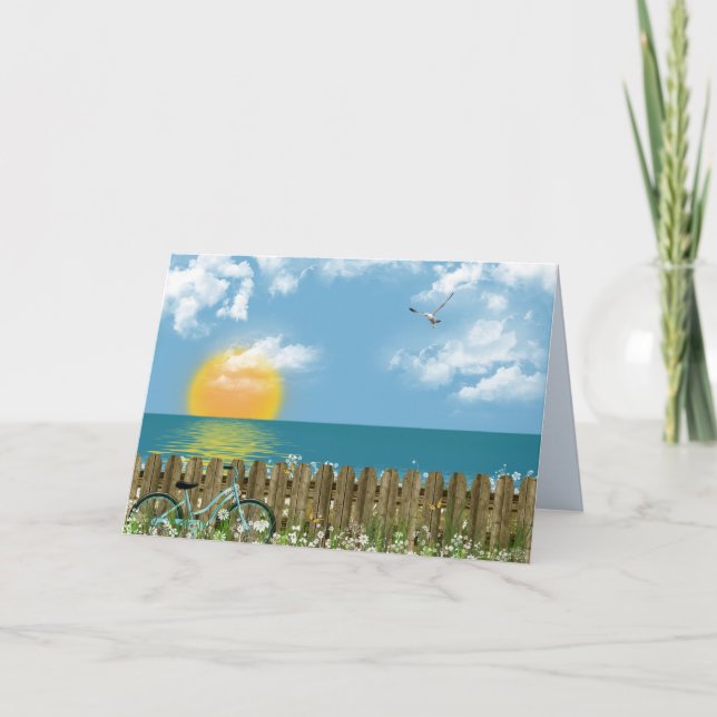 Retirement Beach Bike Bt Ocean Card (Front)