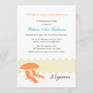 Retirement Beach Chairs and Umbrella Invitation