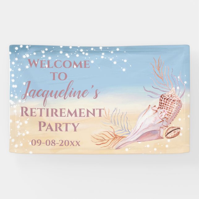 Retirement Beach Coastal Party Welcome Banner (Horizontal)