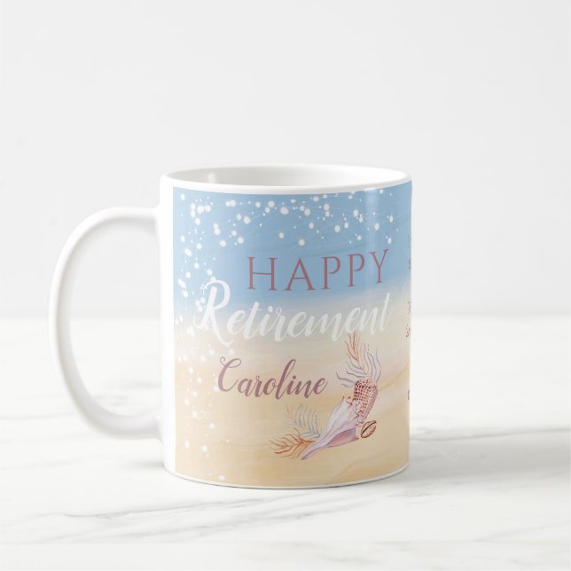 Retirement Beach Coastal Seashell  Coffee Mug (Left)