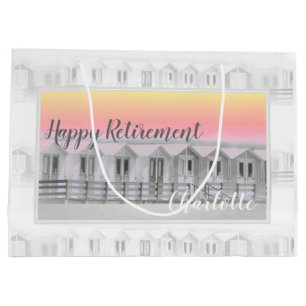 Retirement beach huts at sunset large gift bag