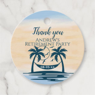 Retirement Beach Palm Trees Party Thank You Favour Tags