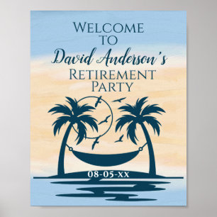 Retirement Beach Palm Trees Party Welcome  Poster
