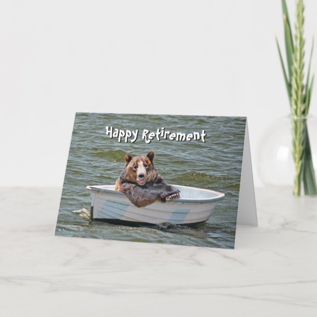 Retirement Bear In Dinghy Card (Front)