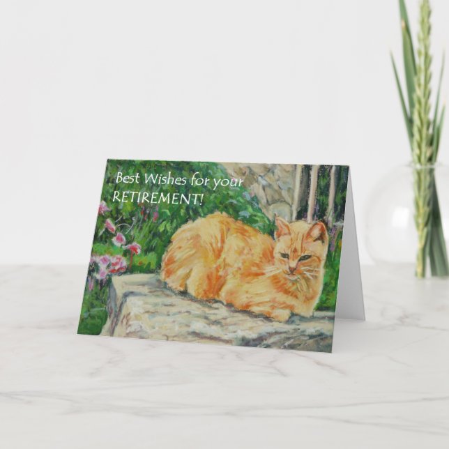 Retirement Best Wishes Card, Ginger Cat Card (Front)