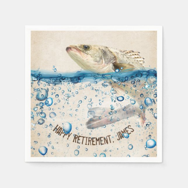 Retirement big fish in water napkin (Front)