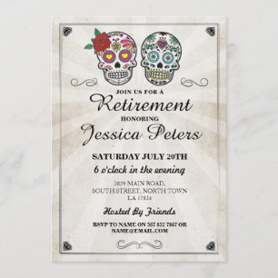 Retirement Birthday Sugar Skulls Invite Halloween