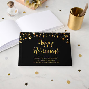 Retirement Black Gold Stars Years of Service Name Guest Book