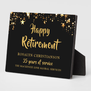 Retirement Black Gold Stars Years of Service Name Plaque