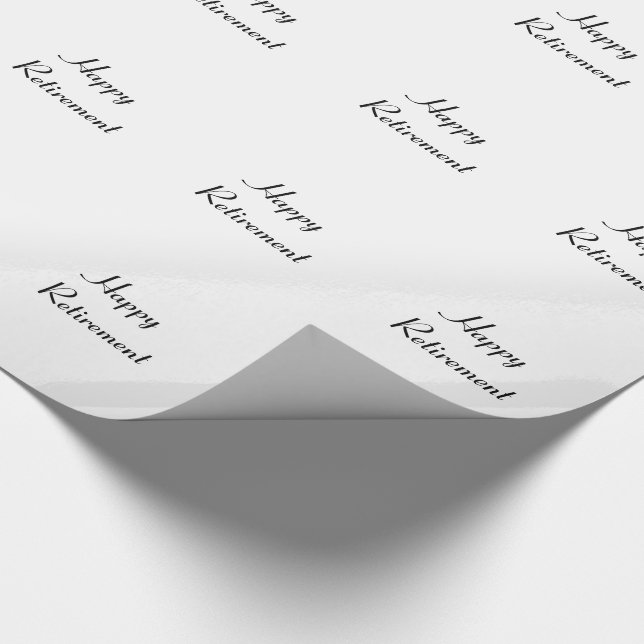 Retirement, black & white gift wrap. wrapping paper (Corner)