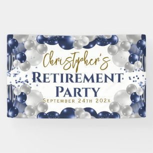 Retirement Blue Balloons Party Welcome Banner