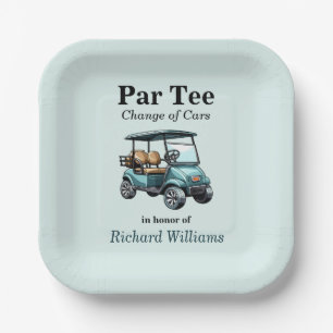 Retirement Blue Golf Cart Par Tee Themed Paper Plate