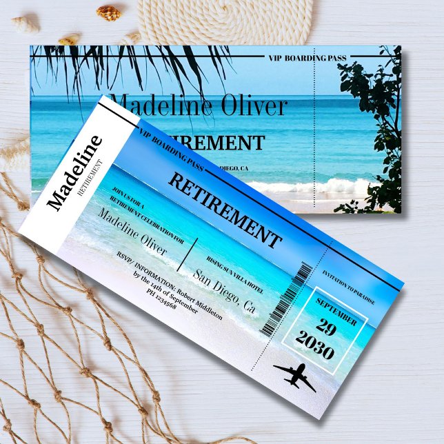 Retirement Boarding Pass Destination Beach Scene (Creator Uploaded)