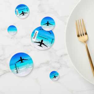 Retirement Boarding Pass Destination Beach Scene Confetti