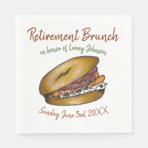 Retirement Breakfast Brunch Bagel Lox Capers Onion Napkin