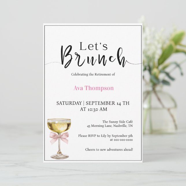 Retirement Brunch Invitation • Champagne Farewell (Standing Front)